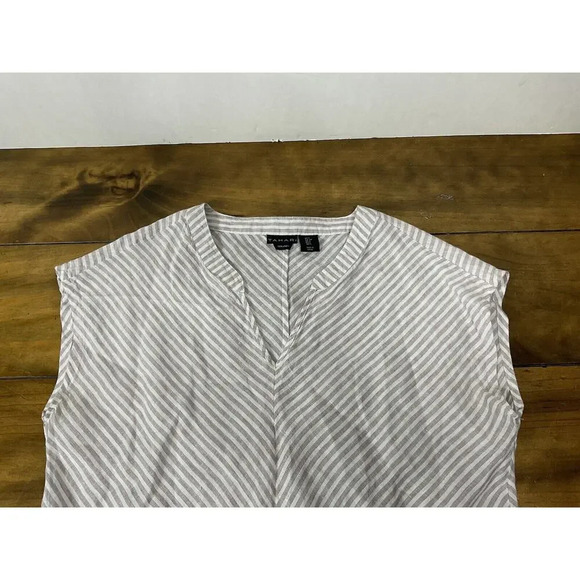 Tahari Linen Striped Sleeveless Blouse Size Small - Picture 3 of 7